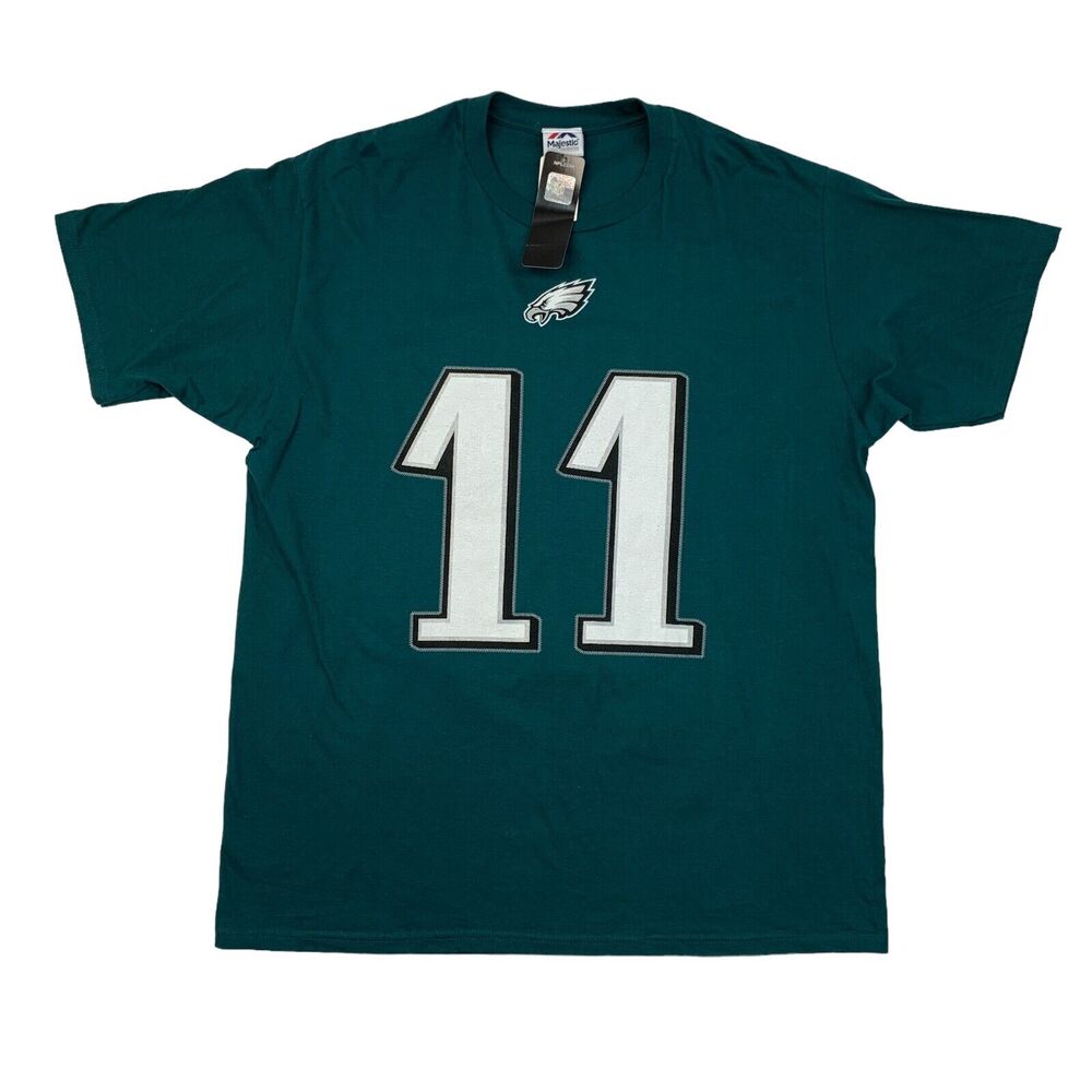 Majestic Philadelphia Eagles T Shirt Mens XL Carson Wentz QB Green Cotton Tee